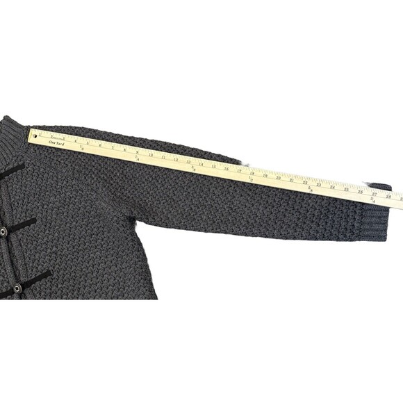 J.McLaughlin Merino Wool Gray Knit Cardigan Sweater L Toggle Closure Minimalist - Picture 3 of 8